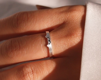 Anillo de plata de ley personalizado con diseño de gato: Joyería con inicial grabada