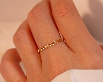 16K gold plated chain ring twist rings best gift for her permanent golf dainty gifts