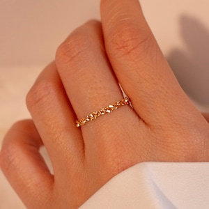16K gold plated chain ring twist rings best gift for her permanent golf dainty gifts