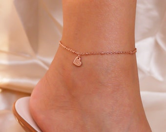 Rose Gold Herz Anfangs-Fußkettchen: Personalisiertes Fußkettchen
