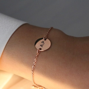 Personalized Initial Disc Bracelet: 16K Plated Friendship Gift
