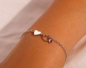 Heart birthstone bracelet summer trendy cute bracelets birthday best gift for her