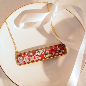 Personalized Cat Christmas Necklace: Stainless Steel Holiday Jewelry