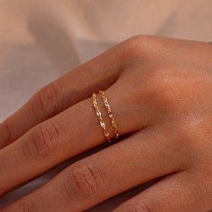 Permanent gold double chain ring dainty chain rings best gift for her