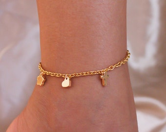 Gold cute charm anklet flower heart cross anklets best gift for her friendship lovely ankle bracelet