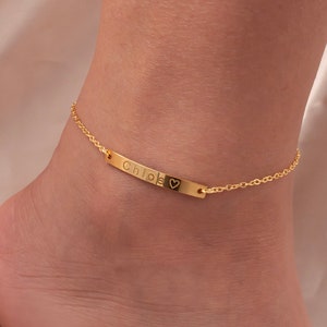 Personalized Name Anklet: 16K Plated Adjustable Ankle Bracelet