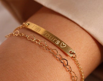 Heart chain personalized bracelet layered gold chain your name bracelets best gift for her
