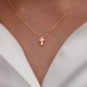 Cross initial gold necklaces Gold Pendant Cross Necklaces for Women Gift for Her Gold plated Cross Necklace