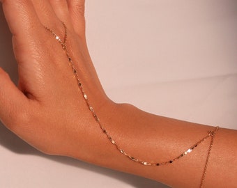 Bling Hand Chain Bracelet for Her Link Ring Bracelet slave Bracelet Finger Chain Bracelet