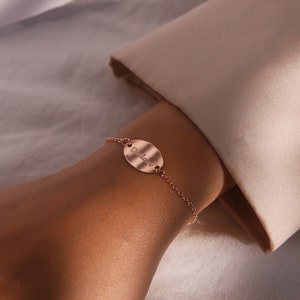Personalisierte Ellipse Anfang Armband: Vergoldetes Messing