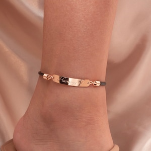 Tobilleras de cuero personalizadas con nombre, pulseras de tobillo de amistad para pareja, tobilleras