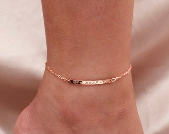 Personalized Bar Anklet in 16K Gold, Silver or Rose gold plated Dainty, Minimal anklets