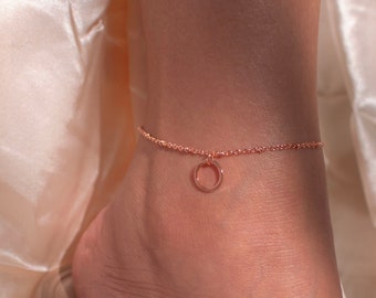 Rose gold Delicate Circle Anklet Unique Ring Coin Anklets Initial Karma anklets cute Anklet Gift for her valentines day