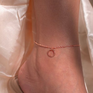 Rose gold Delicate Circle Anklet Unique Ring Coin Anklets Initial Karma anklets cute Anklet Gift for her valentines day