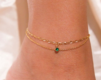 gold anklet gift anklet birthstone shiny layered chain anklets best gift for her trendy anklets valentine days gift ideas