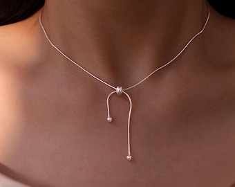 Lariat Necklace 925 Sterling Silver Personalize Gold Necklaces Best gift for her