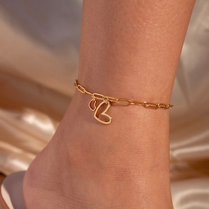 Gold Hearts Anklet: 16k Plated Chain Ankle Bracelet