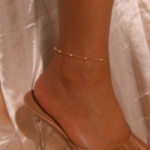 Gold pearl anklet dainty pearl anklets summer jewelry, Christmas gift, Holiday gift ideas