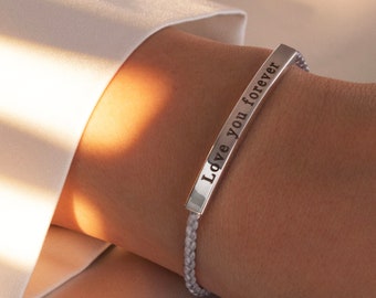 silver bar cotton bracelet best gift good luck bracelet Personalized cord woven bracelets