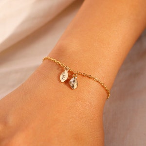 Personalisiertes Armband Blatt Silber Ihre Initial Armbänder Gold Rosé Gold Silber angepasst Armband