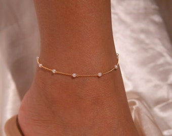 Gold pearl anklet dainty pearl anklets mothers day gift jewelry trendy anklet bracelet valentines day gift ideas