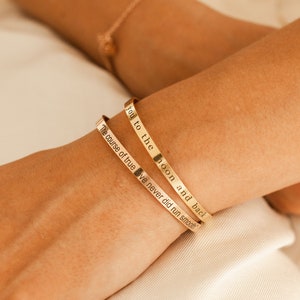 Pulsera brazalete personalizada Pulseras de oro inspiradoras Pulsera brazalete con nombre grabado personalizado Regalo para ella (1 pieza) Joyas hechas a medida