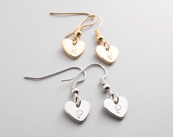 Personalisierter Herz Initial Ohrring/16k vergoldet/Geschenke Hochzeit Brautjungfern Jahrestag