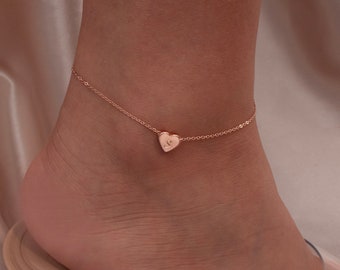Herz handgestempelt Initial Anklet personalisierte Fußkettchen
