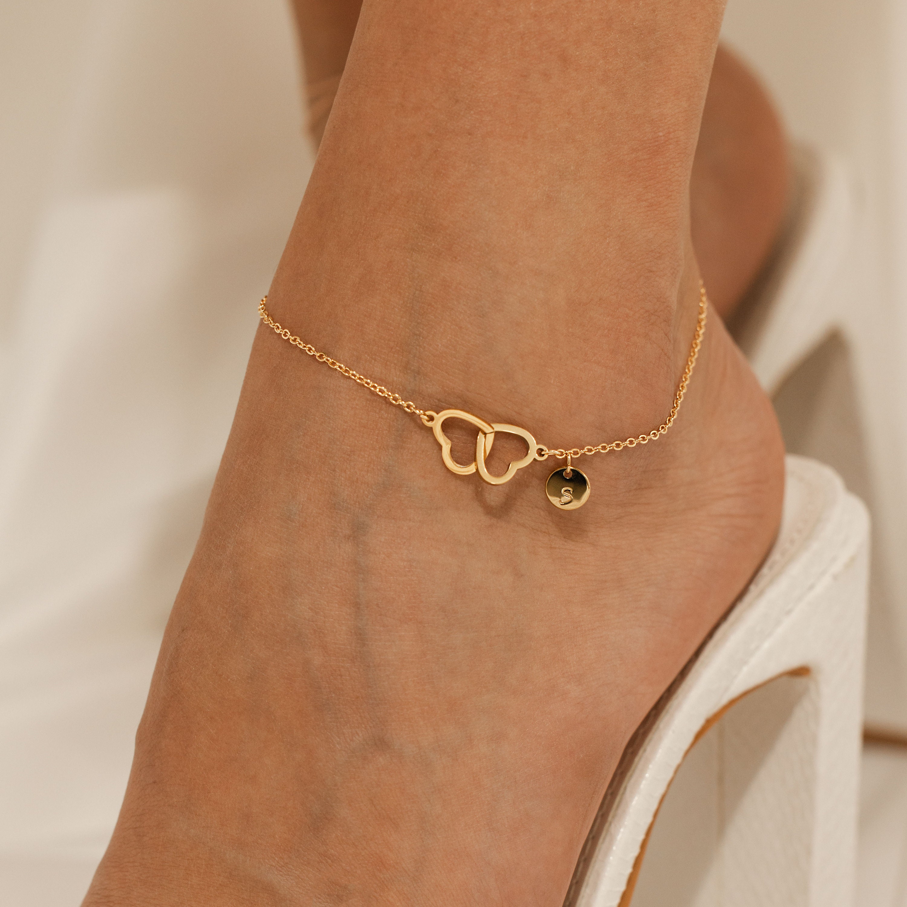 White Gold Ankle Bracelet Anklet Bracelet With Name In 18ct Gold