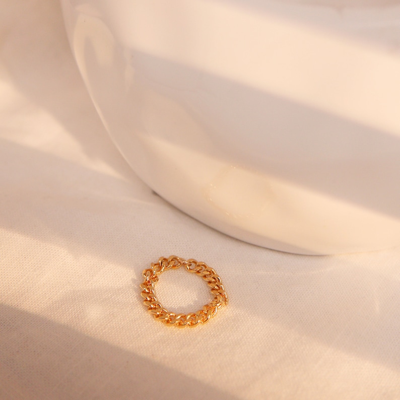 Bold chain ring permanent gold chain ring minimalist dainty simple gold rings best gift for her image 6