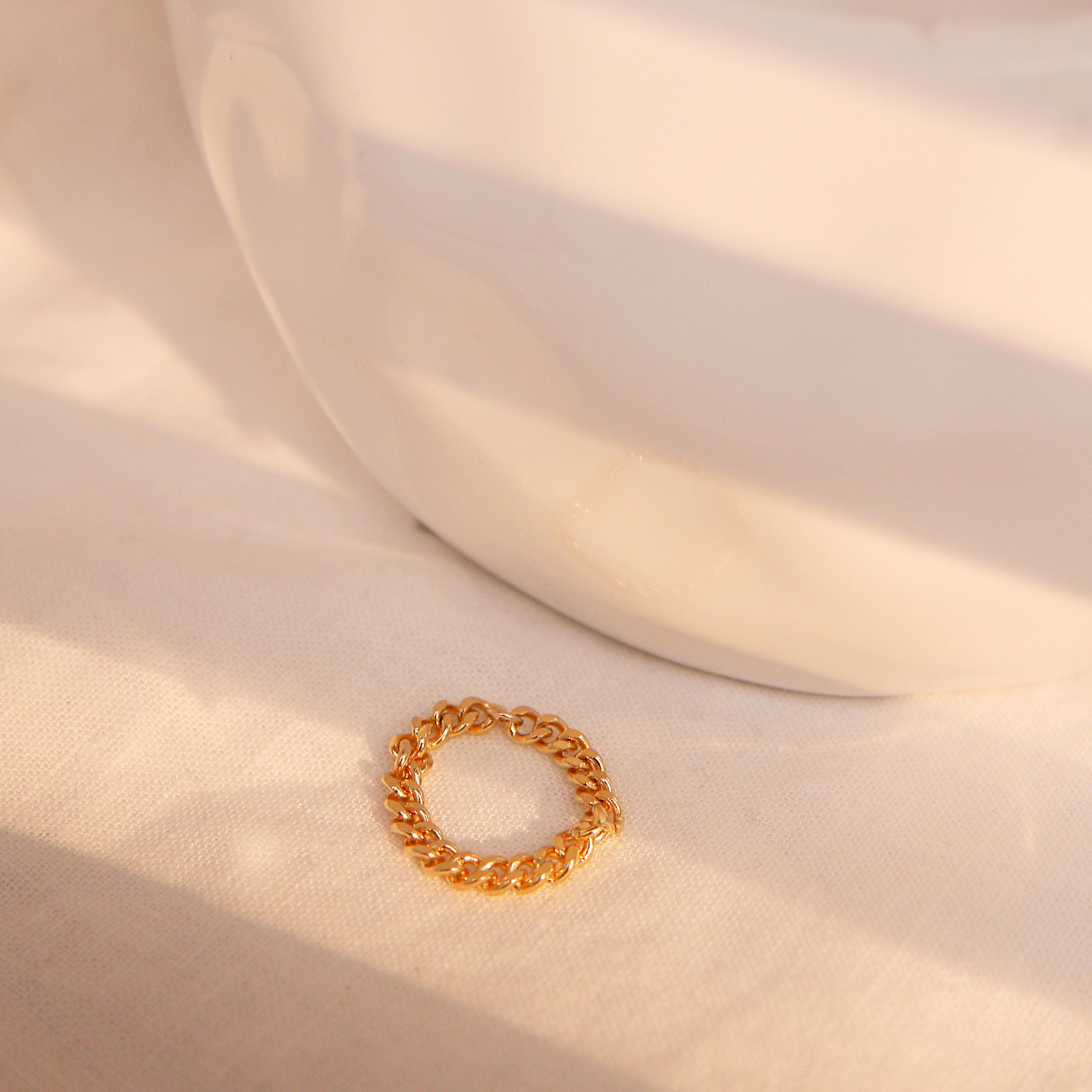 Bold chain ring permanent gold chain ring minimalist dainty simple gold rings best gift for her