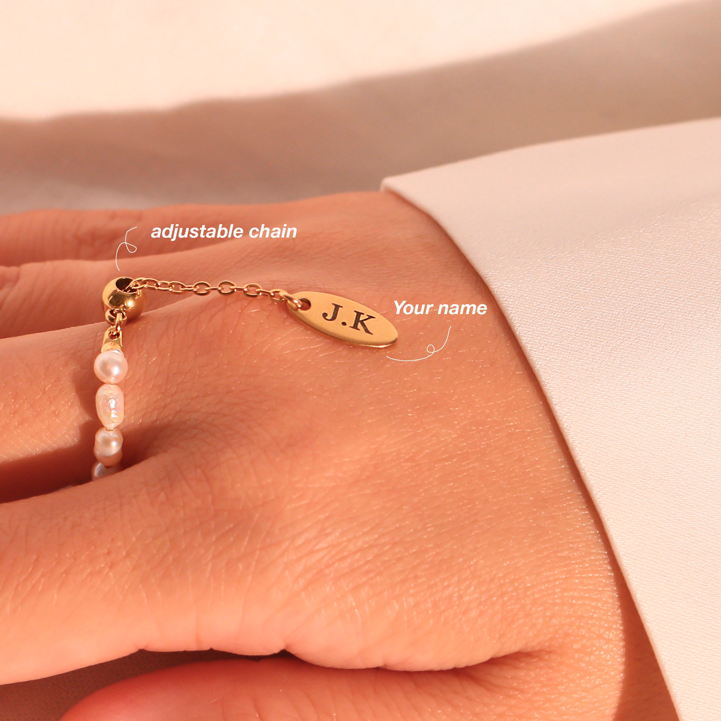 Fresh water Pearl adjustable rings for women personalized your name ring best gift for her