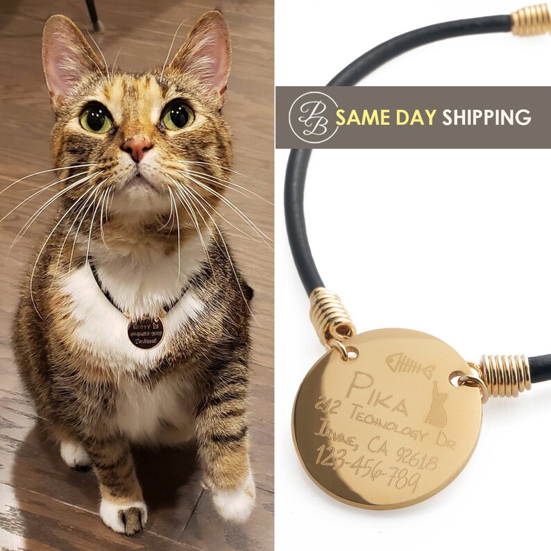 Cat Collar Personalized Necklace  lovely pet gift Name Gift for Pet 100% leather. 