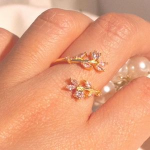 Rose Pink Ring 925 Sterling Silver Adjustable Band Ring best gift for her