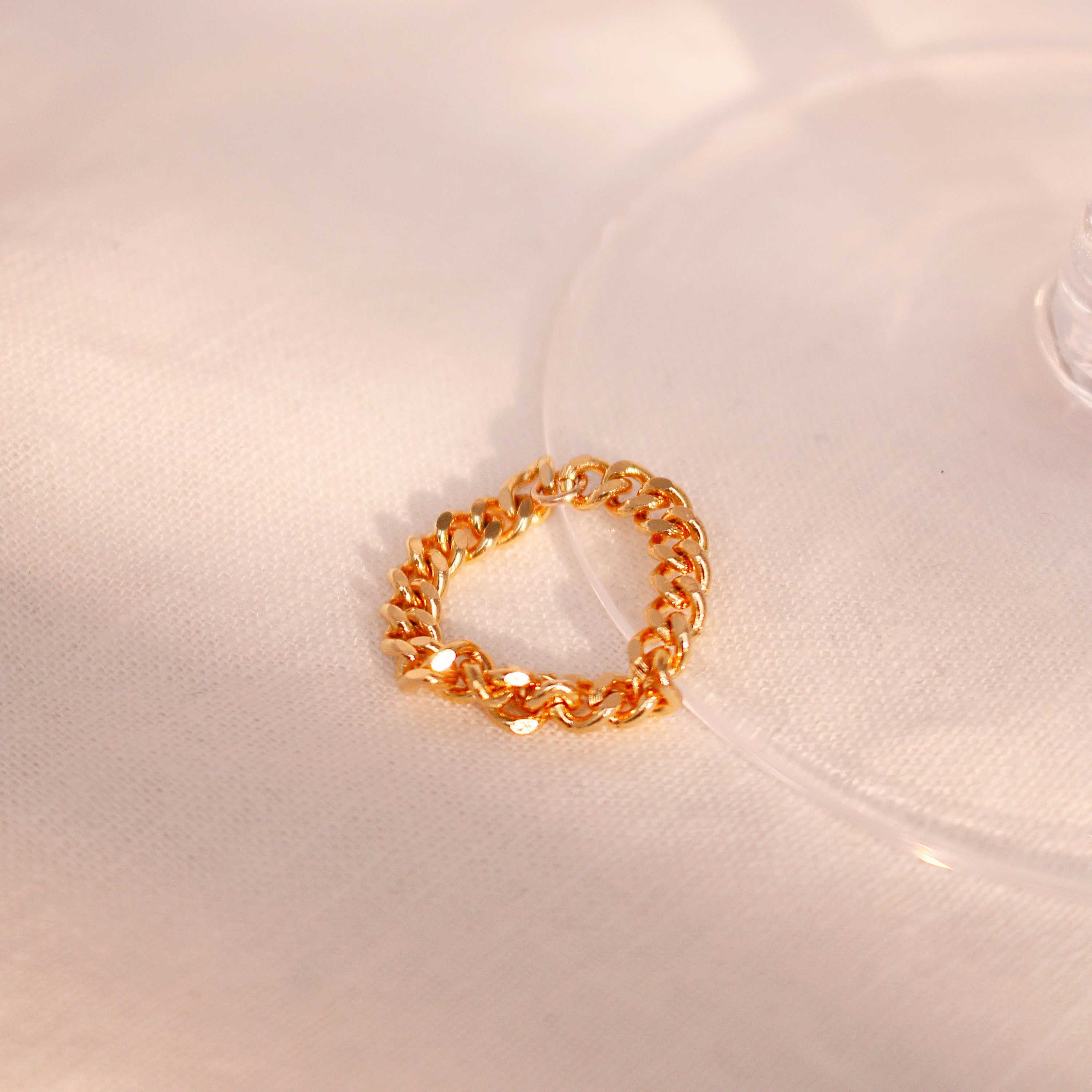 Bold chain ring permanent gold chain ring minimalist dainty simple gold rings best gift for her