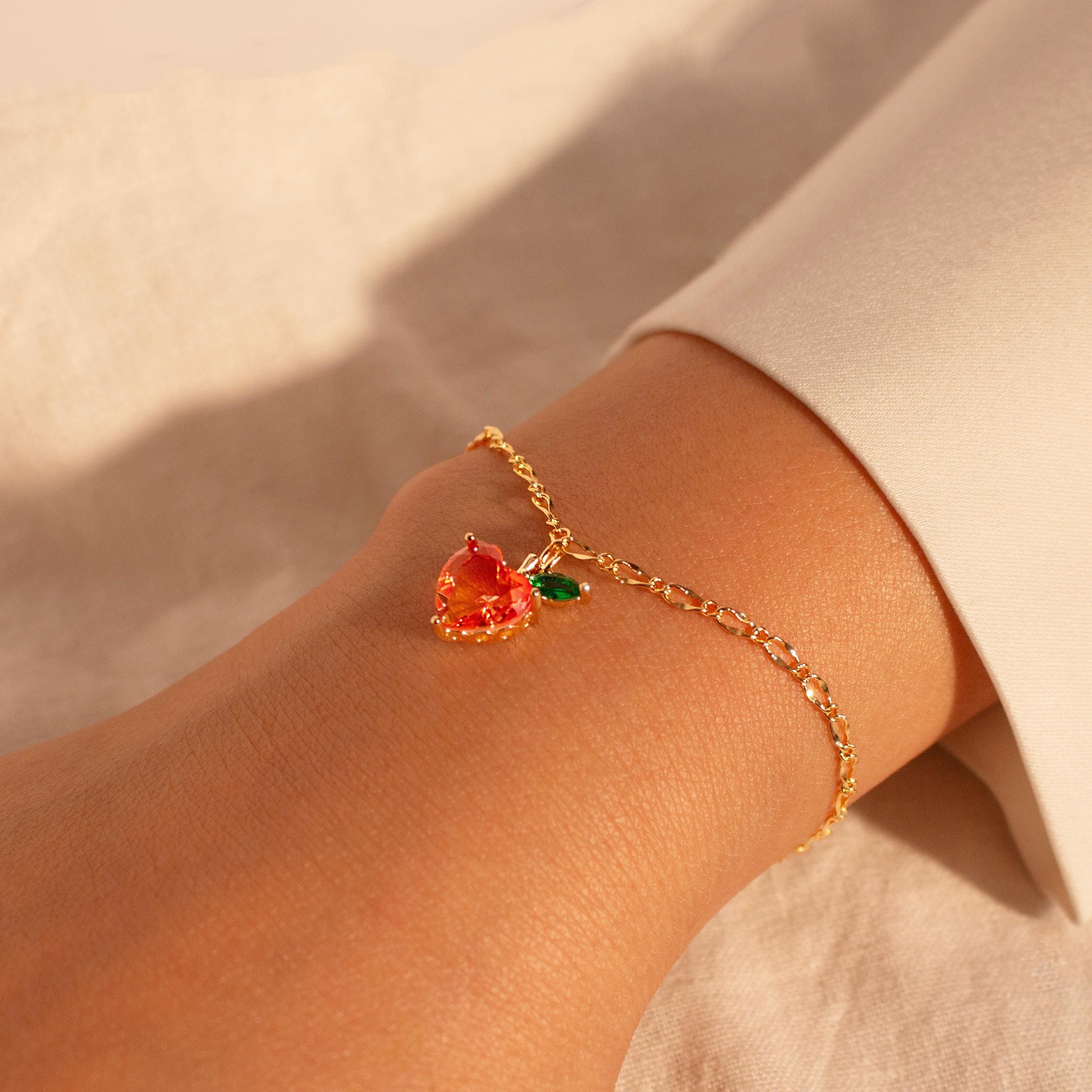 Apple crystal bracelet heart apple heart bracelets best gift for her friendship birthday gifts best