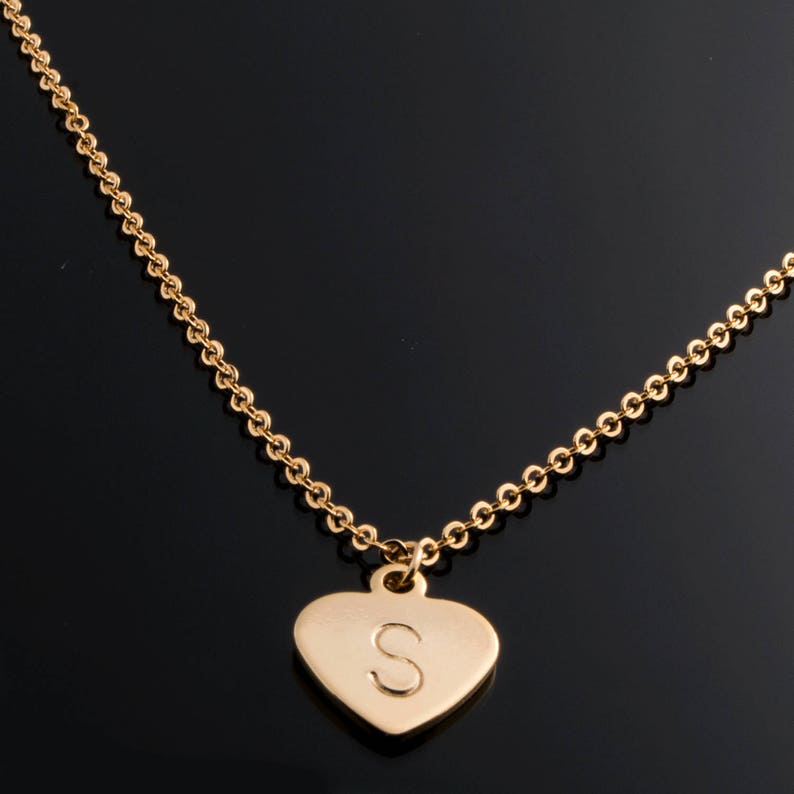 Hand Stamped Heart Charm Initial Necklace16k Gold Silver Rose Gold PlatedGift for Birthday Wedding Bridesmaid Mothers day Mother Daughter