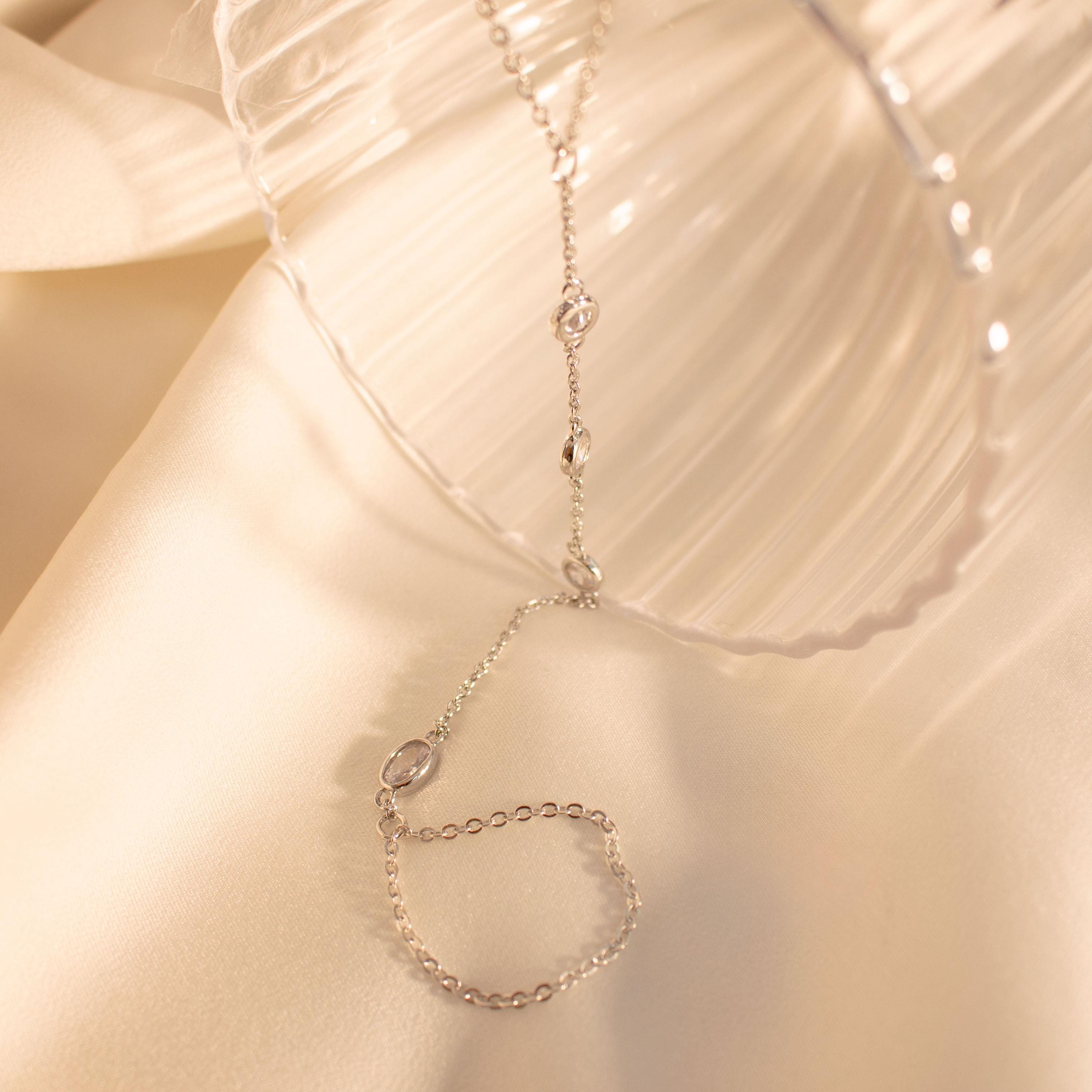 Hand chain 16K Gold Bracelet Dainty plated Hand Chains Bracelets for Her Link Ring Bracelet
