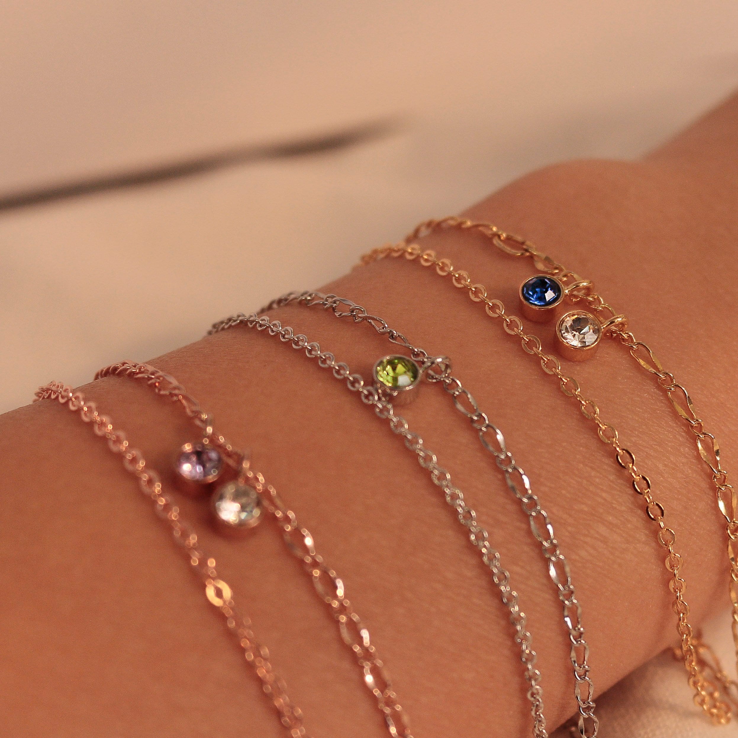 Birthstone anklet something blue for bride anklets birthday gifts Personalized anklet