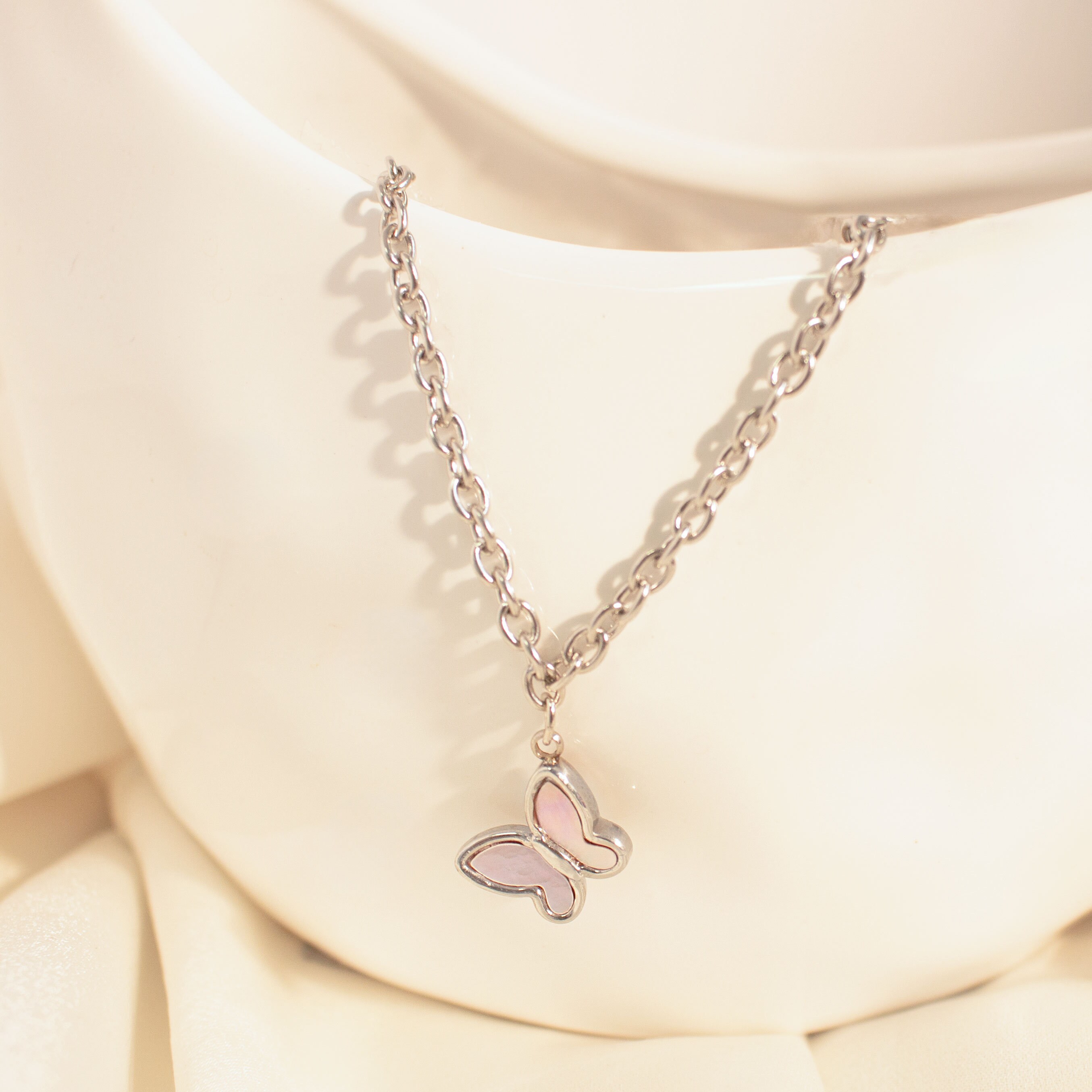 Butterfly anklet silver mother of pearl ankle bracelet best gift for her