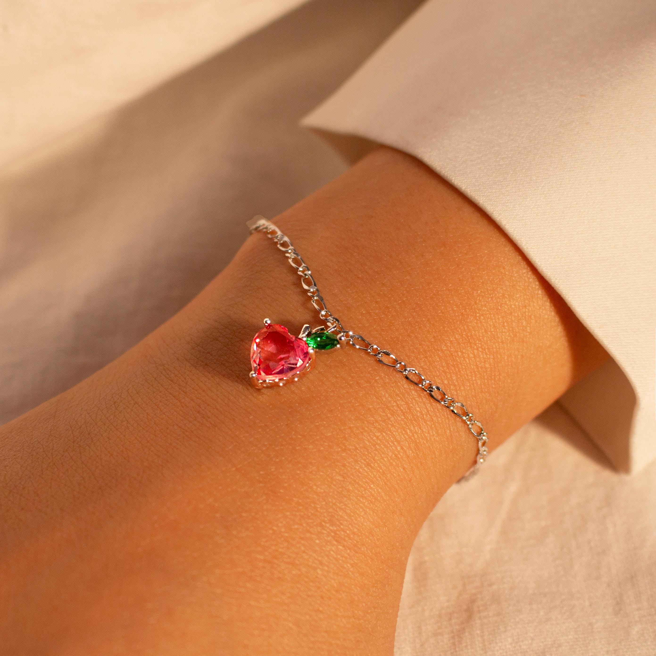 Apple crystal bracelet heart apple heart bracelets best gift for her friendship birthday gifts best