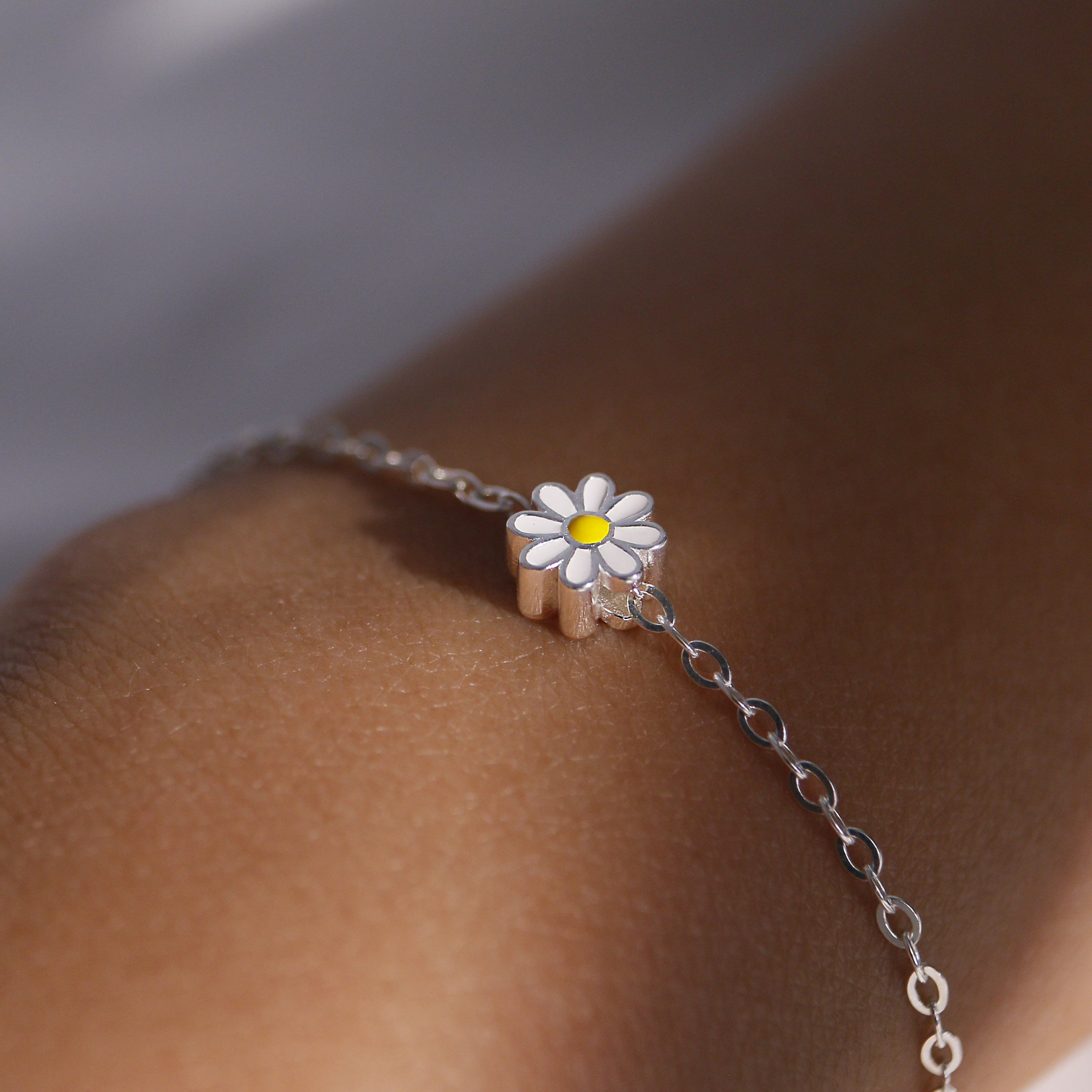 Sterling Silver Daisy bracelet dainty cute flower bracelets 925 silver best gift for her