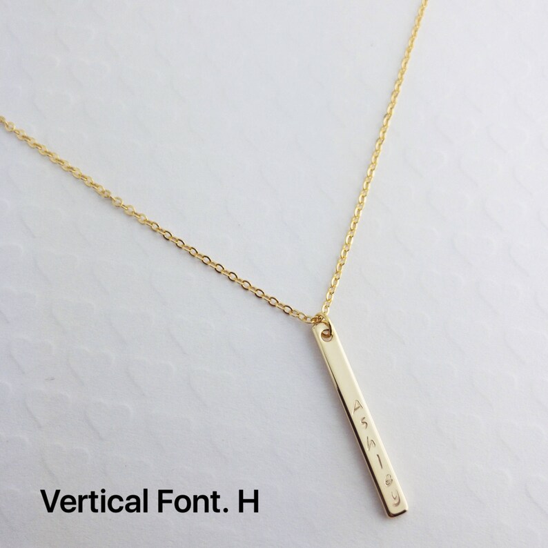 Personalize Vertical Name Bar Necklace Hand Stamped Gold Etsy