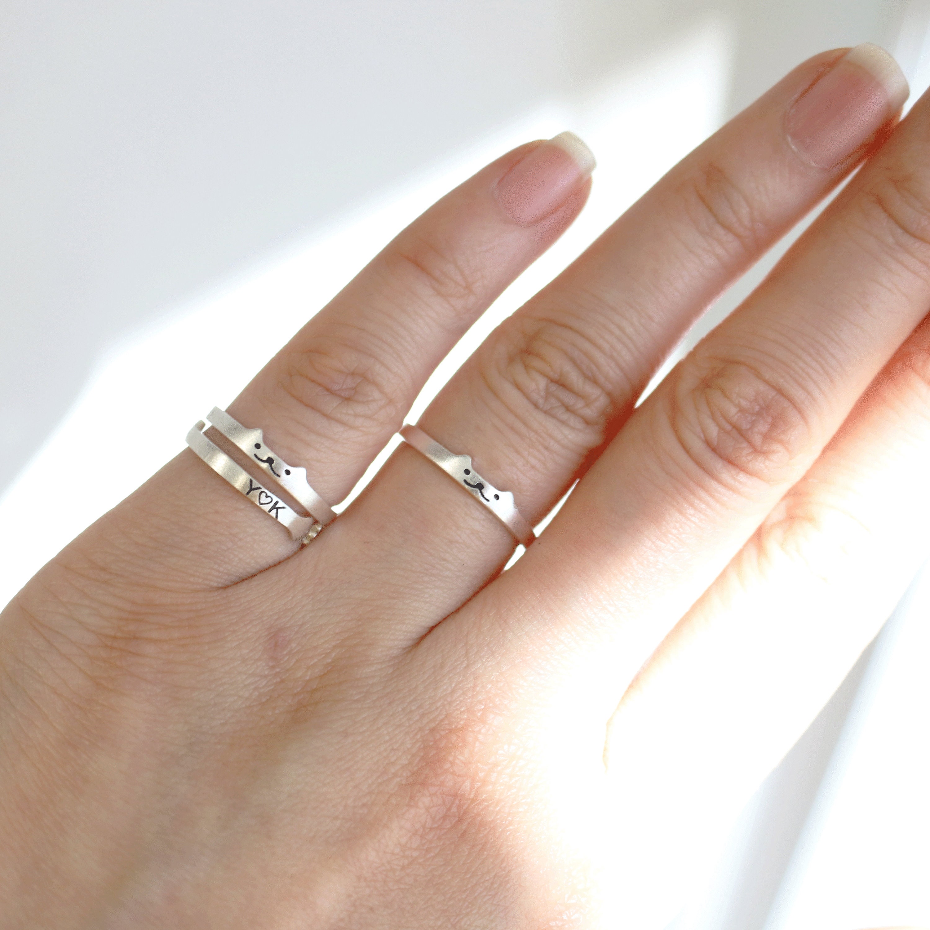 Adjustable Sterling Silver cat Ring Personalized your name initial kitty Rings unique gift