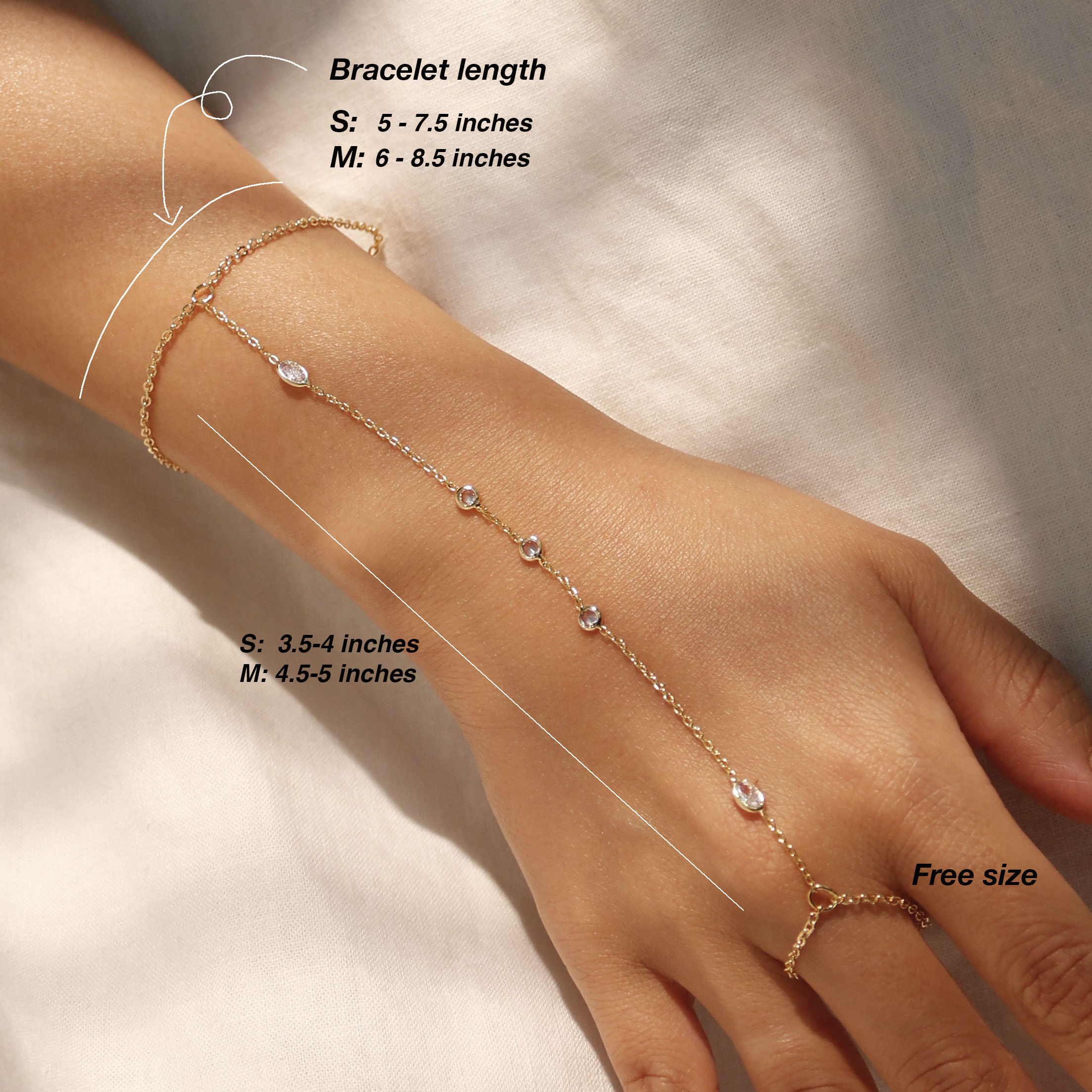 Hand chain 16K Gold Bracelet Dainty plated Hand Chains Bracelets for Her Link Ring Bracelet