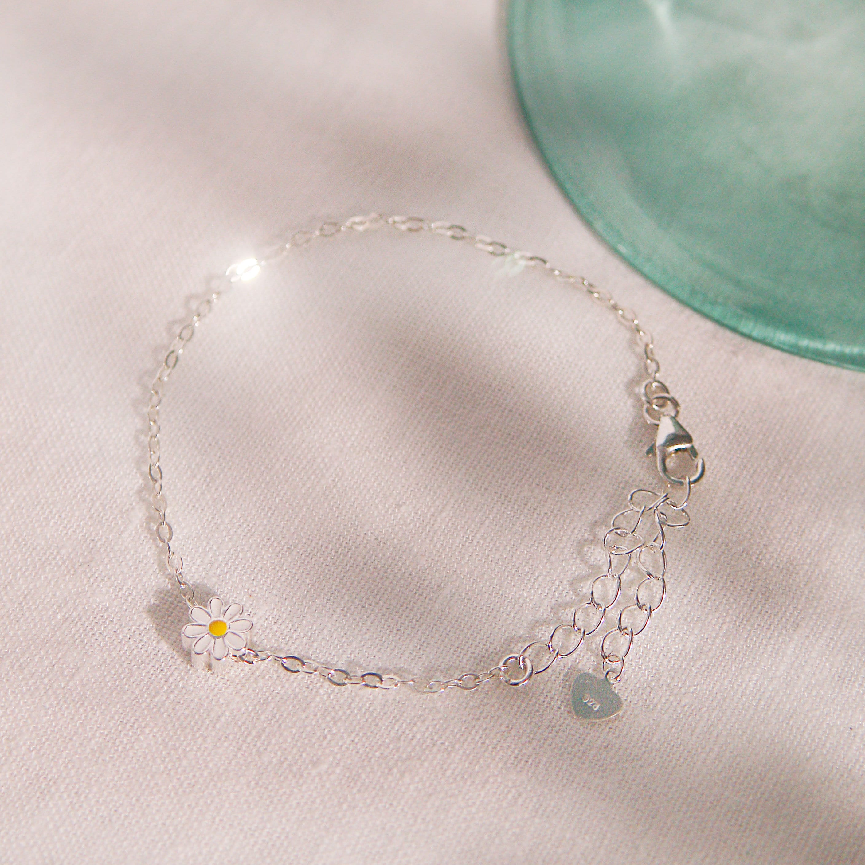 Sterling Silver Daisy bracelet dainty cute flower bracelets 925 silver best gift for her
