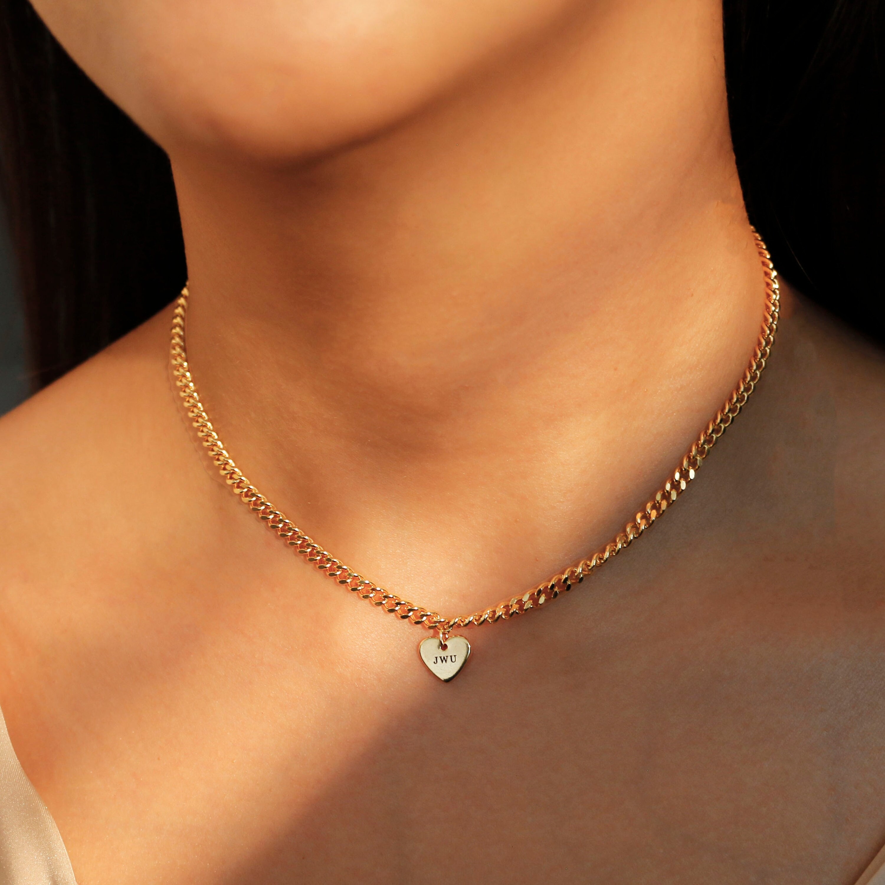 Heart Pendant Gold Choker: 16K Plated Delicate Necklace