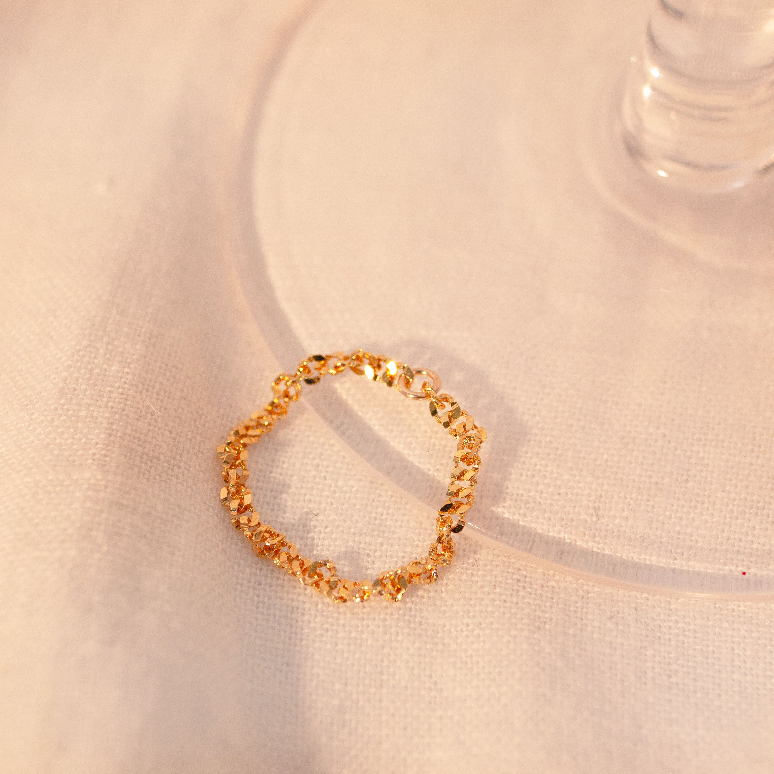16K gold plated chain ring twist rings best gift for her permanent golf dainty gifts