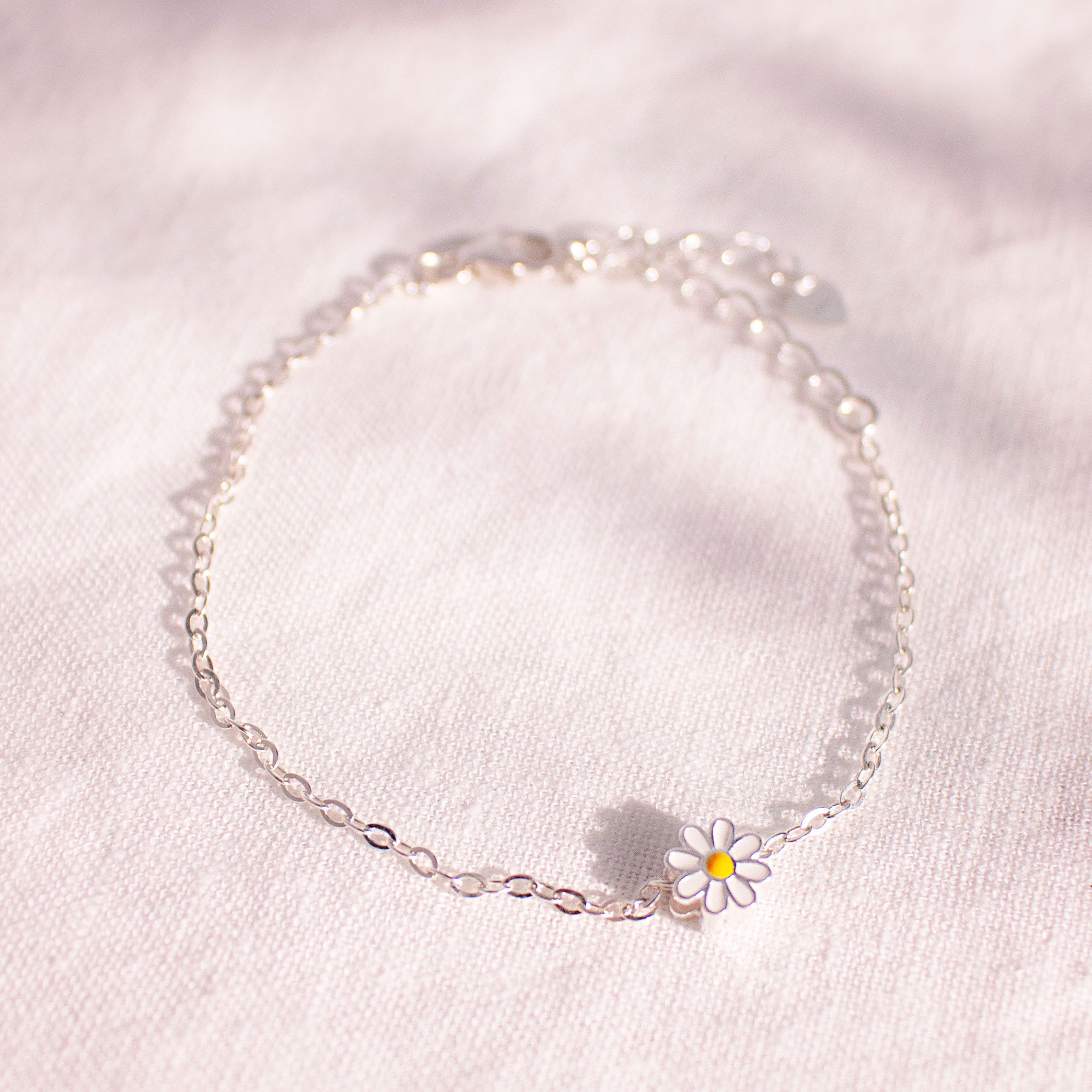 Sterling Silver Daisy bracelet dainty cute flower bracelets 925 silver best gift for her