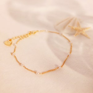 Gold pearl anklet dainty pearl anklets summer jewelry, Christmas gift, Holiday gift ideas